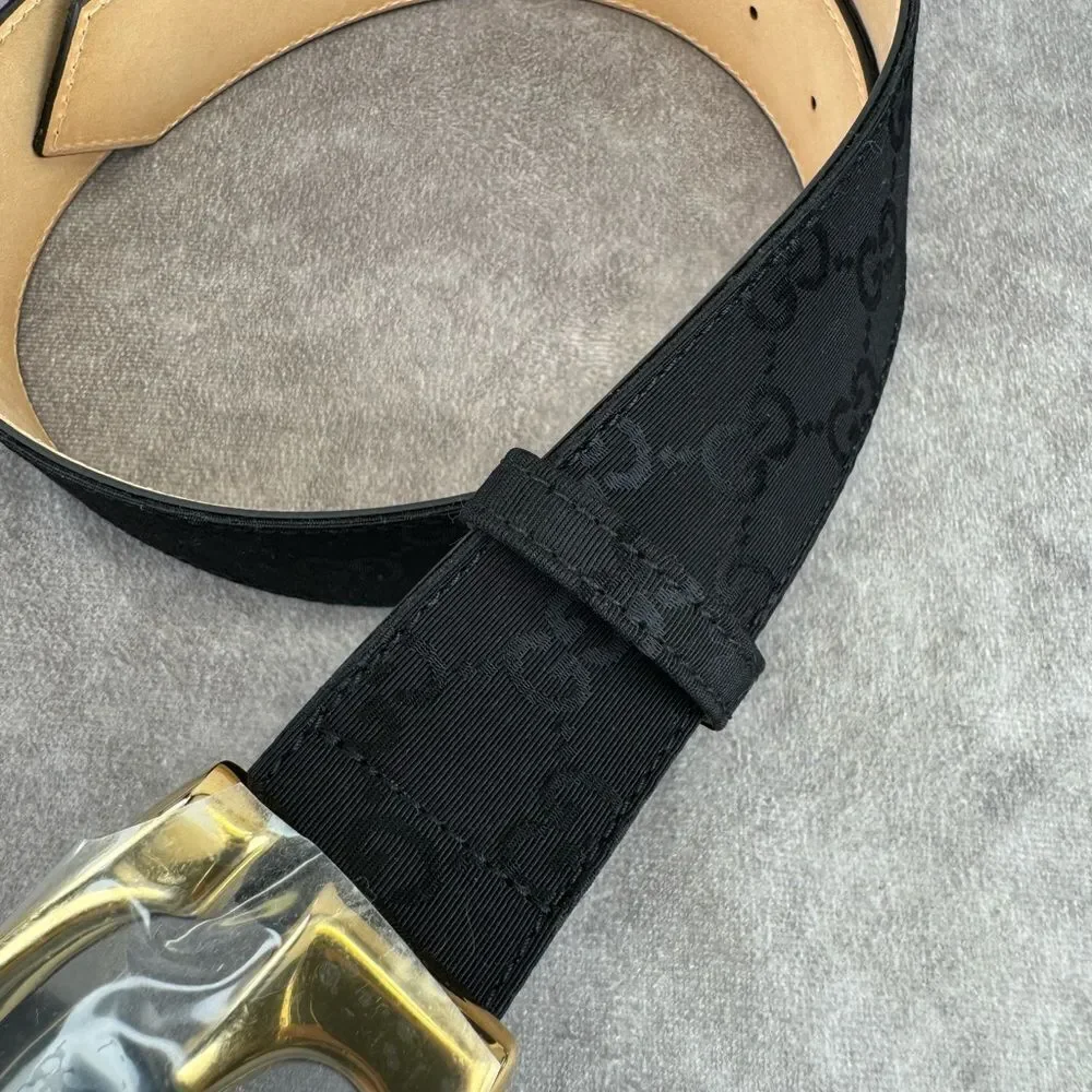 NEW Gucci Black GG Monogram Lurex Canvas Belt - Picture 9 of 13